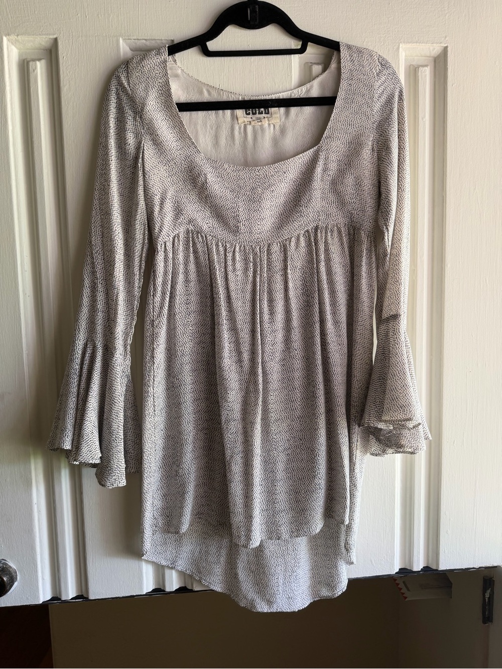 Stone Cold Fox Ivory Speckled Scoop-Neck Bell Sleeve Mini Dress